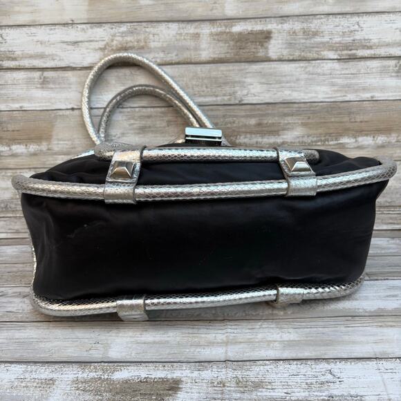 Ripani Y2K Purse Satchel Black Silver Metallic Leather Glam Reptile Avant Garde - Picture 6 of 17
